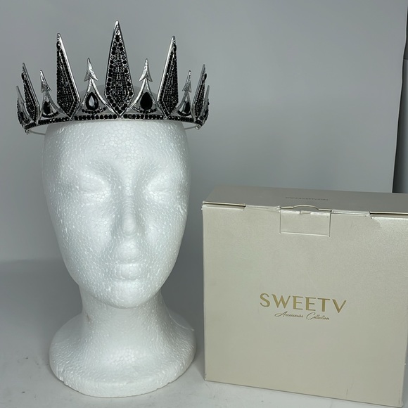 SWEETV Accessories New Sweetv Baroque Crown Tiara 75 175 6 Black